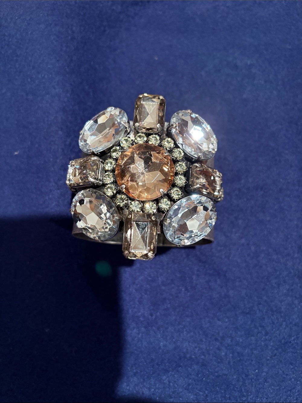 Sparkling Crystal Statement cuff bracelet  in Champagne and Clear